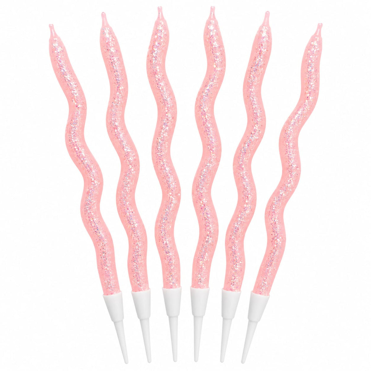 Pink Glitter twisty Candle Pack of 6