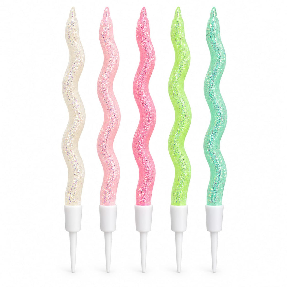 Colourfull Glitter twisty Candle Pack of 6