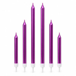 Purple Multi-Size Metallic Candles Pack of 6