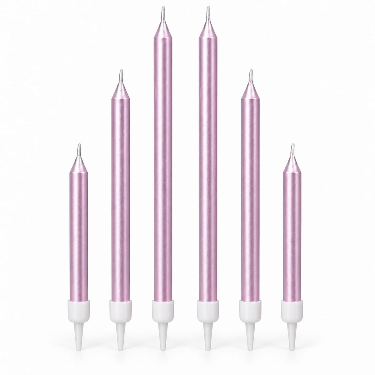 Pink Multi-Size Metallic Candles Pack of 6