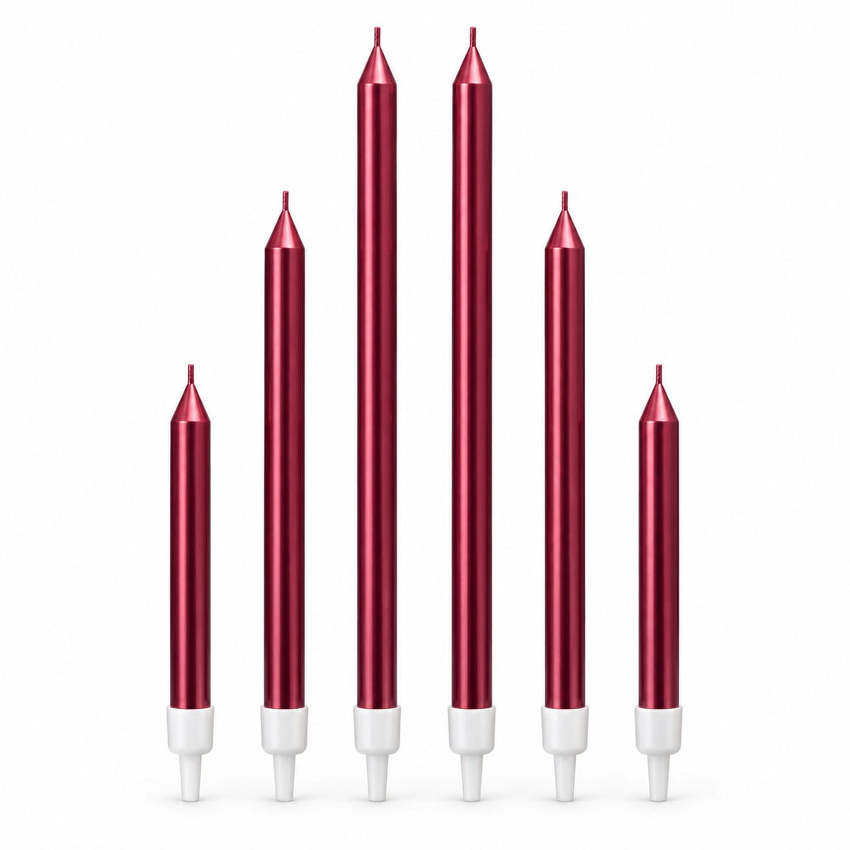Red Multi-Size Metallic Candles Pack of 6