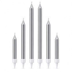Silver Multi-Size Metallic Candles Pack of 6
