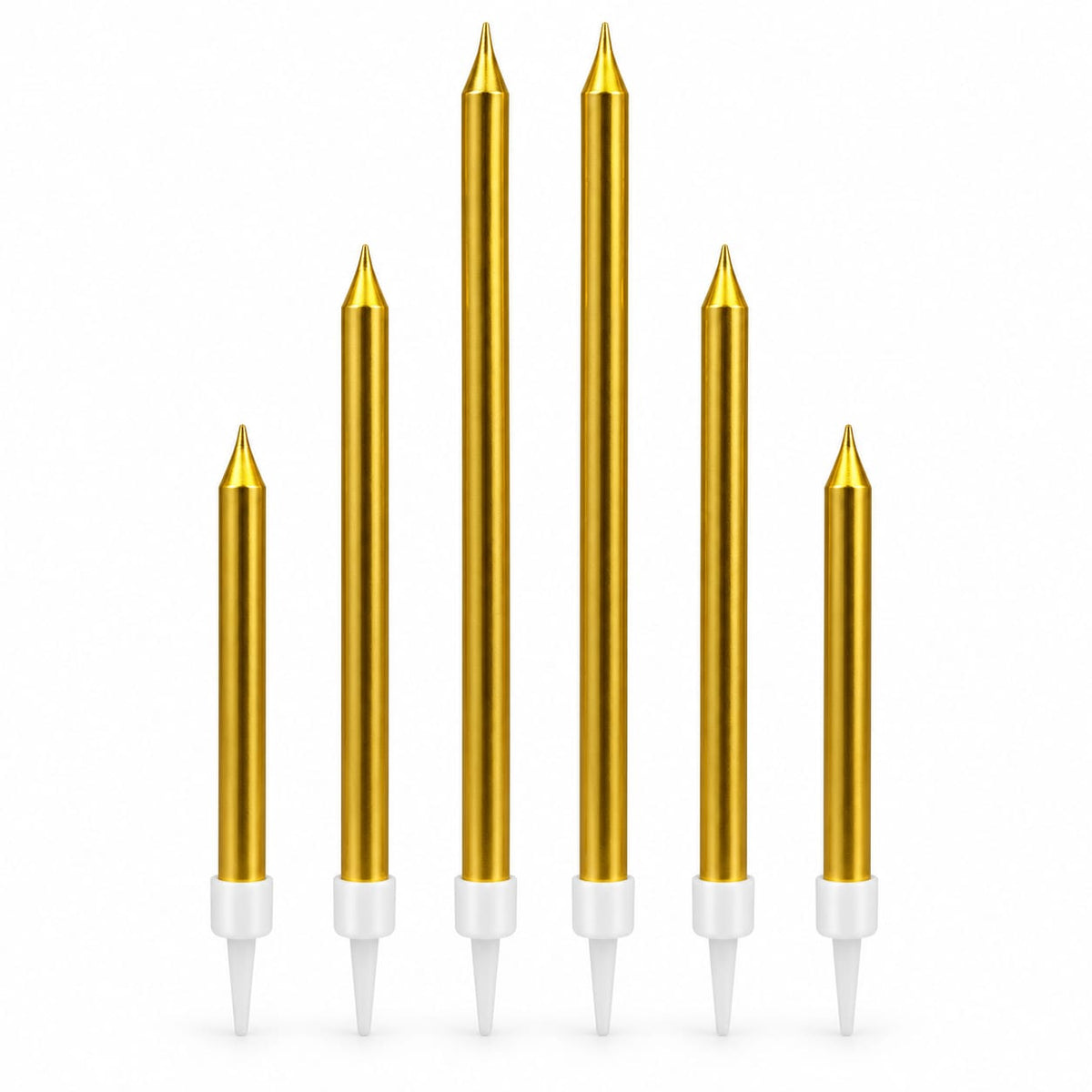 Golden Multi-Size Metallic Candles Pack of 6