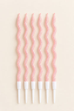Baby Pink Glitter twisty Candle Pack of 6