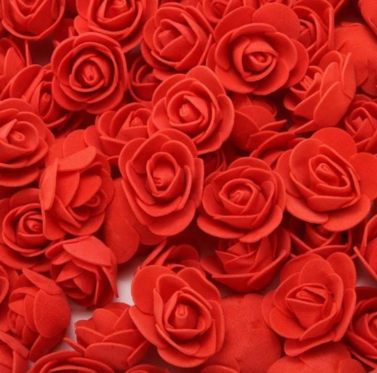 Red Rose Foam Flower For Cake Decoration Pack of 100