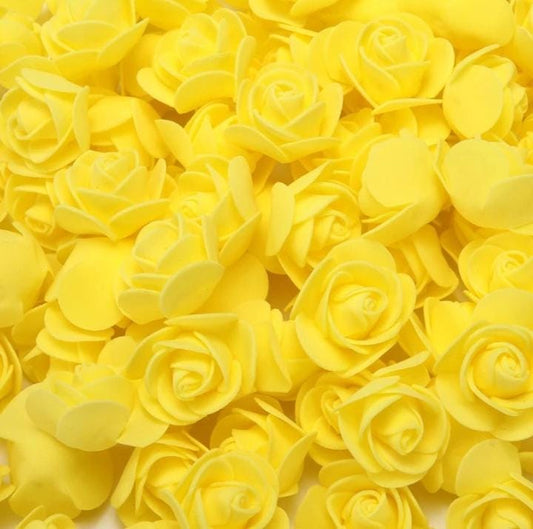 Yellow Rose Foam Flower For Cake Decoration Pack of 100