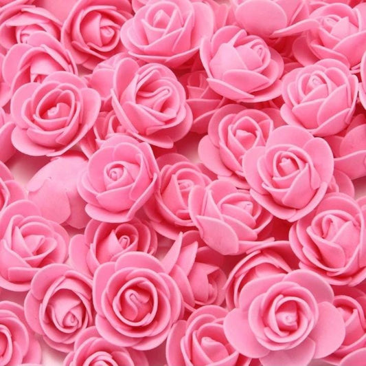 Pink Rose Foam Flower For Cake Decoration Pack of 100