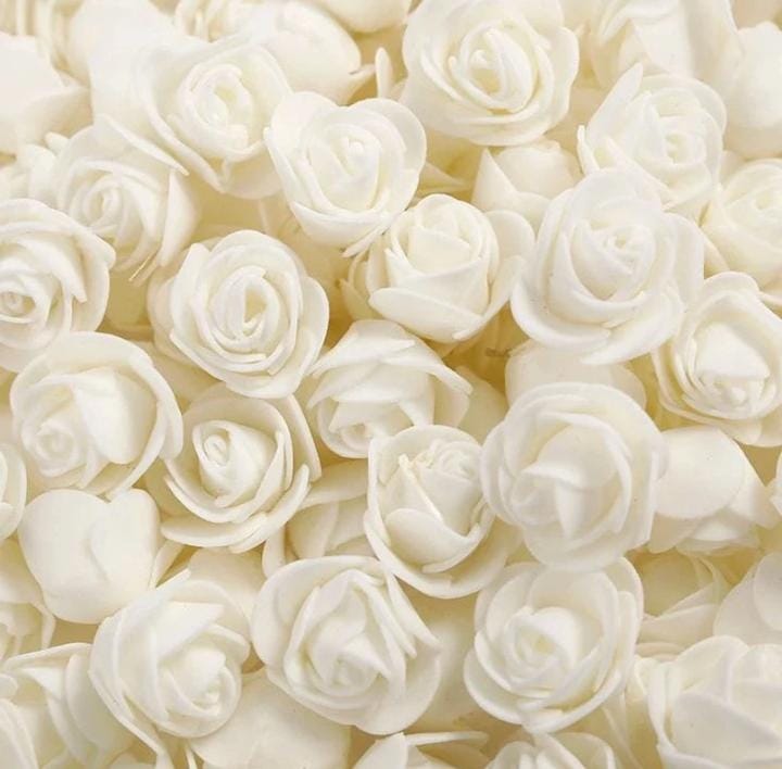 White Rose Foam Flower For Cake Decoration Pack of 100