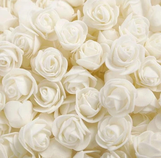White Rose Foam Flower For Cake Decoration Pack of 100