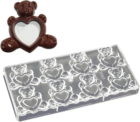 12 Cavity Teddy Bear Heart Shape Polycarbonate Mould