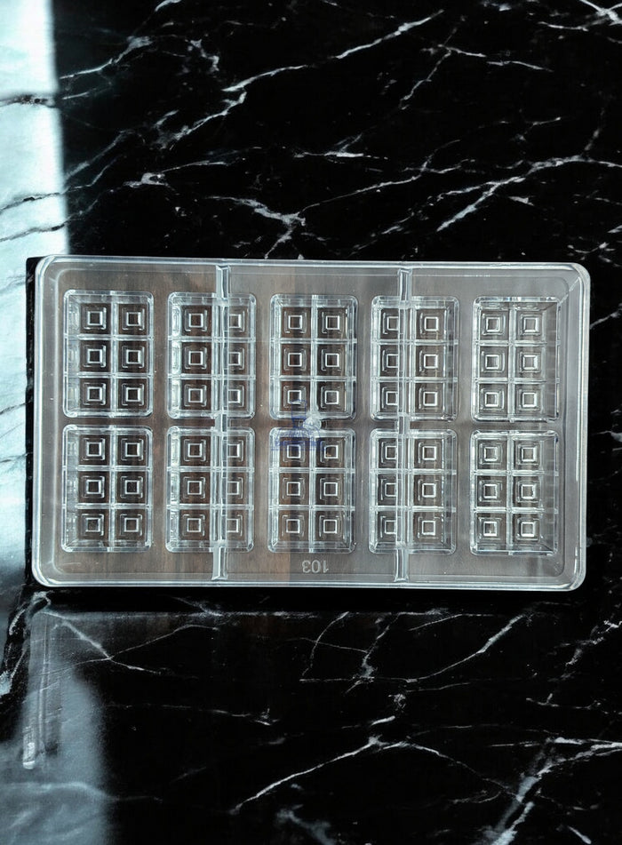 10 Cavity Set Mini Square Chocolate Design Polycarbonate Mould