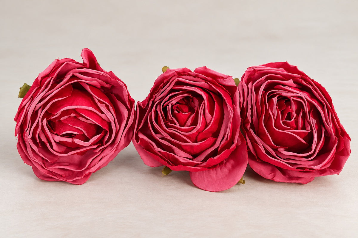 Artificial Red Rose Flower Set of 3
