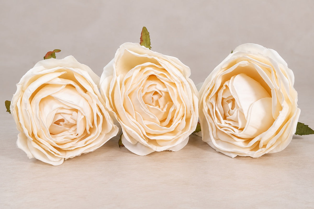 Artificial Cream Rose Flower Set of 3