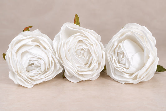 Artificial White Rose Flower Set of 3