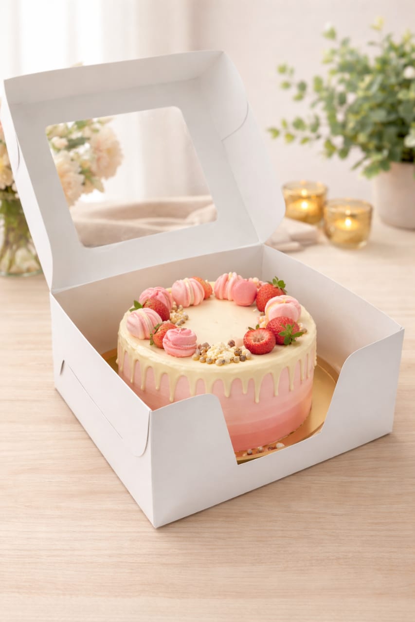 2 pound window cake box white (size - 10*10*5)
