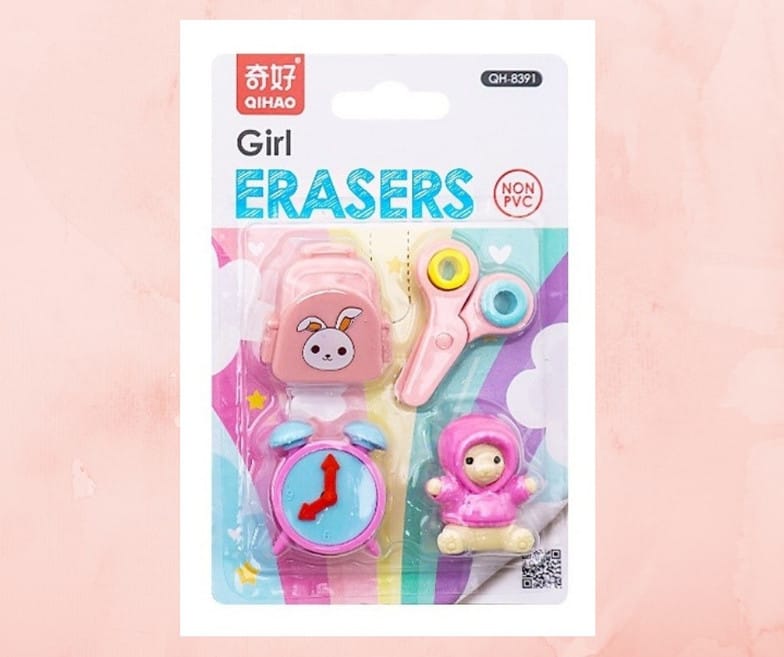 Girl theme  Eraser set Of 4