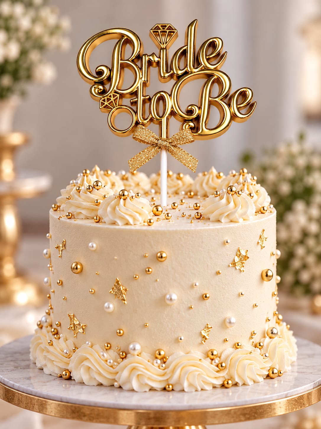 Premium Golden Bride To Be Cake Topper