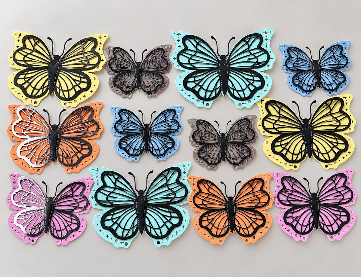 3D Colourfull Butterfly pack of 12 (black)