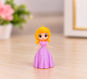 Cute Golden Hair Girl With Purple Gown For cake Decoration