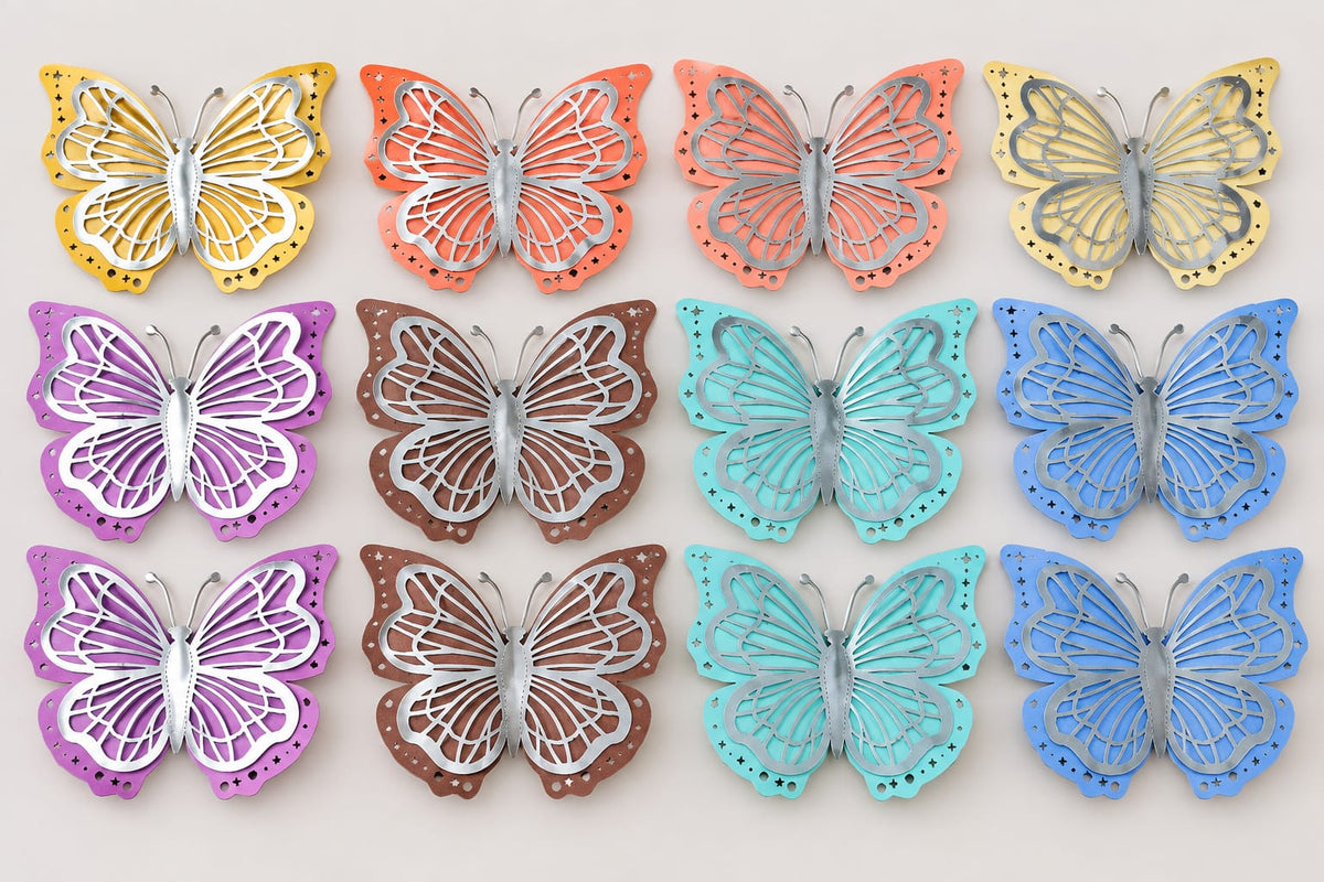 3D Colourfull Butterfly pack of 12 (Silver)