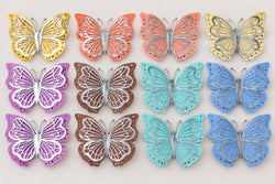 3D Colourfull Butterfly pack of 12 (Silver)