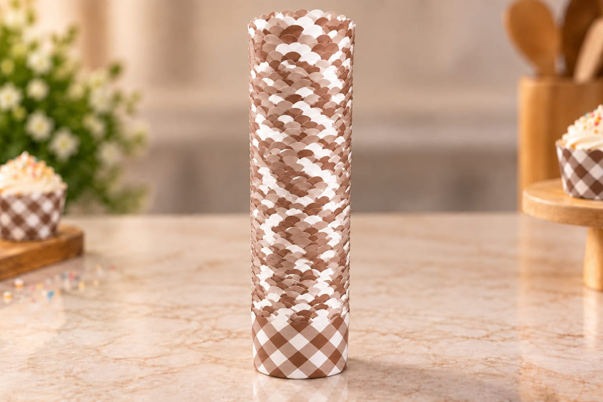 brown And White Cupcake Liner 2.5 Inch Pack Of 50