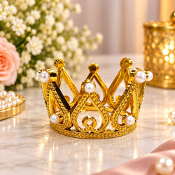 Golden Crown Cake Topper with Pearl