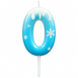 0 Number Blue Frozen Theme Candle for Cake Decoration