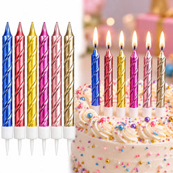 Multicolor Metallic Spiral Candles Set Pack Of 6