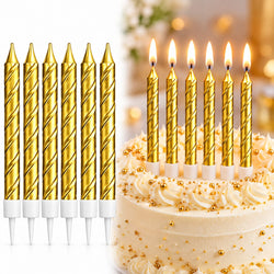 Golden Metallic Spiral Candles Set Pack Of 6