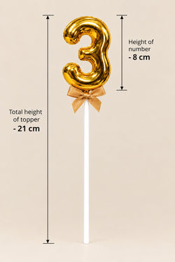 Premium 3 Number Topper With Bow Size 21cm