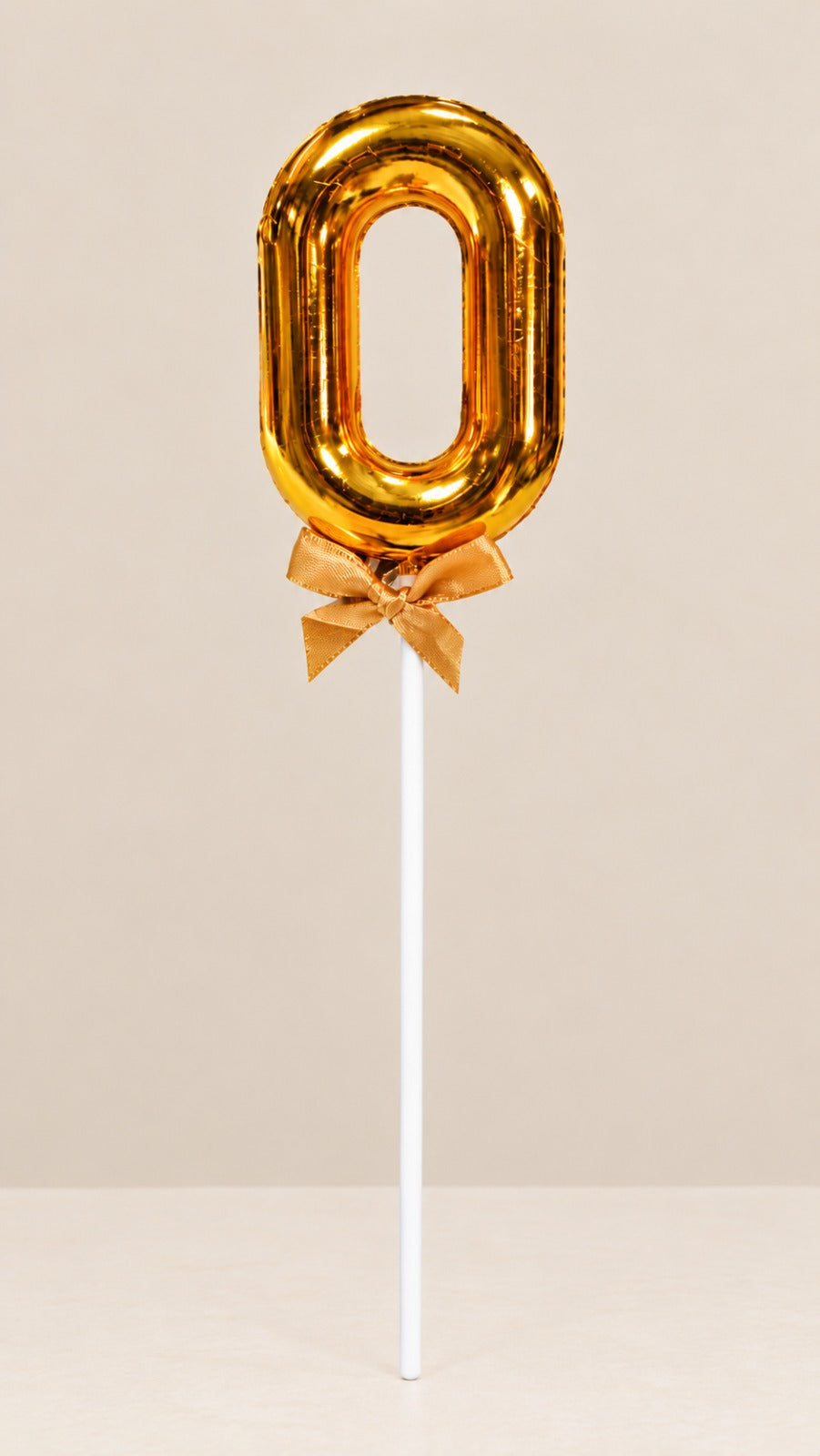 Premium 0 Number Topper With Bow Size 21cm