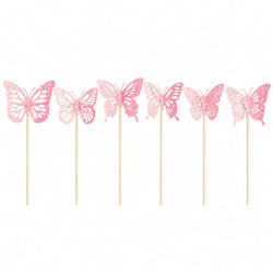 Pink Butterfly Cake Topper Set Pack Of 6