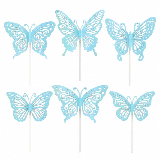 Blue Butterfly Cake Topper Set Pack Of 6