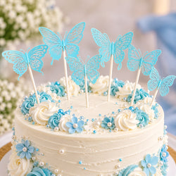 Blue Butterfly Cake Topper Set Pack Of 6