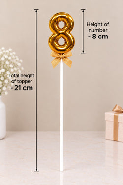 Premium 8 Number Topper With Bow Size 21cm
