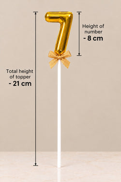 Premium 7 Number Topper With Bow Size 21cm