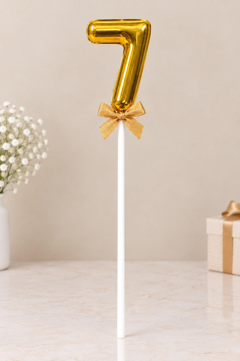 Premium 7 Number Topper With Bow Size 21cm