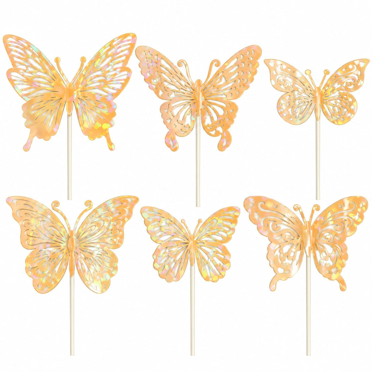 Golden Butterfly Cake Topper Set Pack Of 6