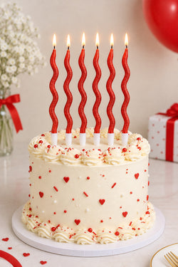 Red Glitter twisty Candle Pack of 6