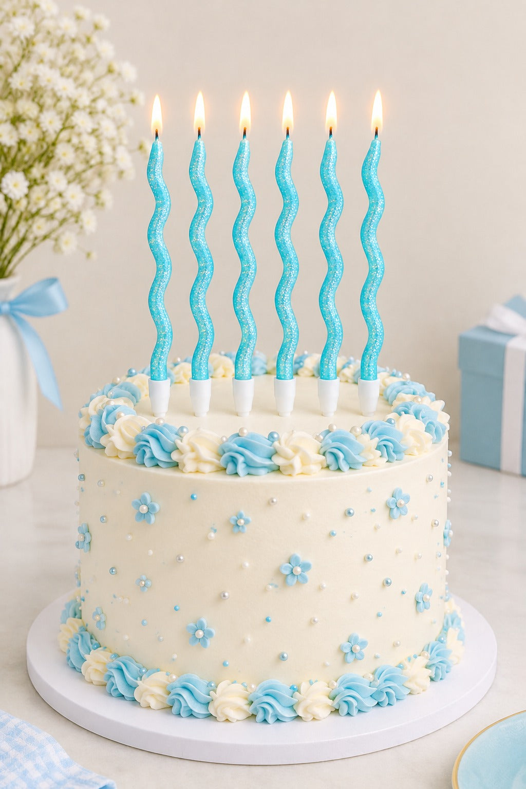 sky Glitter twisty Candle Pack of 6