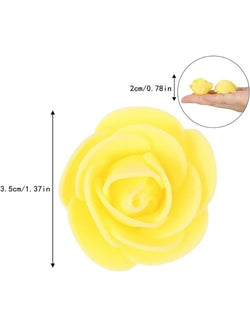 Yellow Rose Foam Flower For Cake Decoration Pack of 100