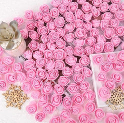 Pink Rose Foam Flower For Cake Decoration Pack of 100