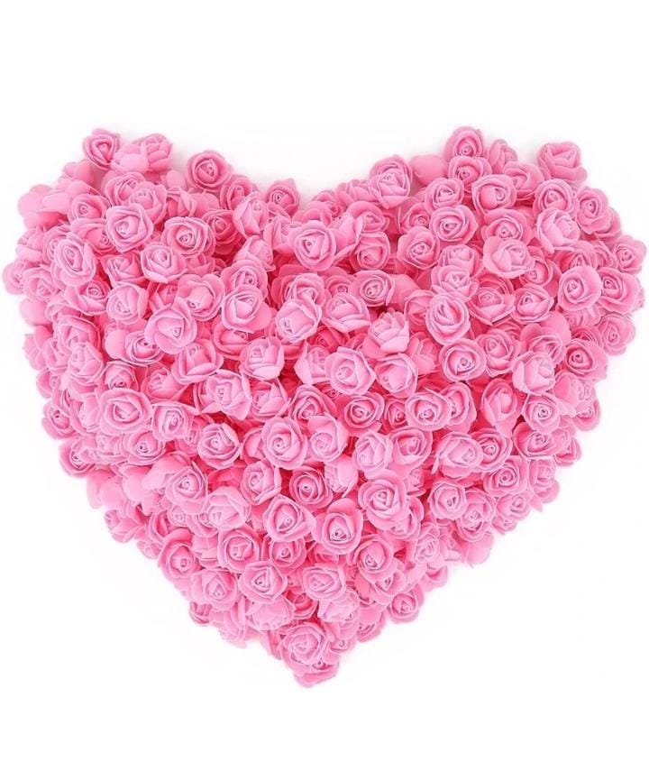 Pink Rose Foam Flower For Cake Decoration Pack of 100