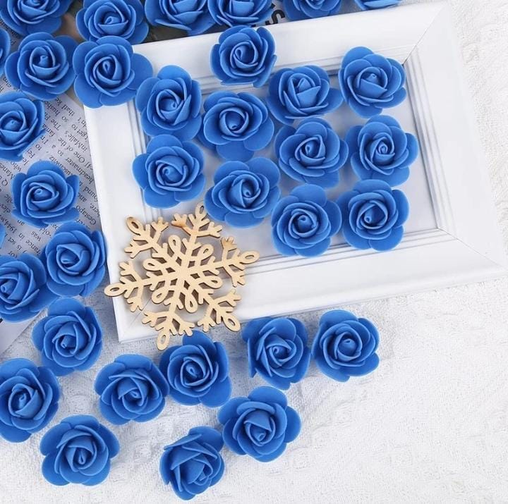 Navy Blue Rose Foam Flower For Cake Decoration Pack of 100