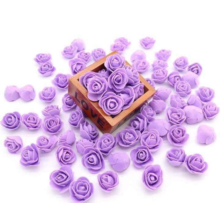 Lanvender Rose Foam Flower For Cake Decoration Pack of 100