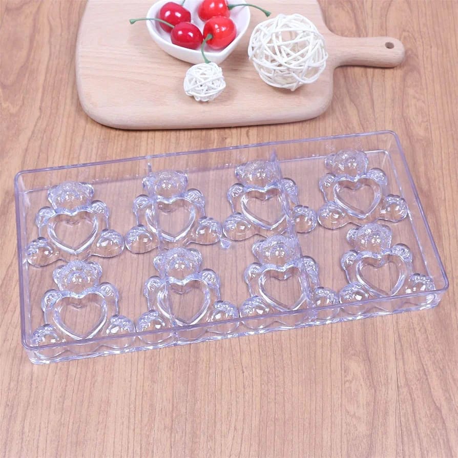 12 Cavity Teddy Bear Heart Shape Polycarbonate Mould