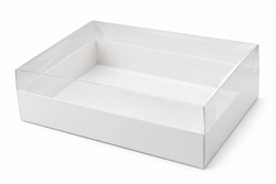 White Hamper Box with Transparent Lid Pack of 10 Size - 12x8x3 inch