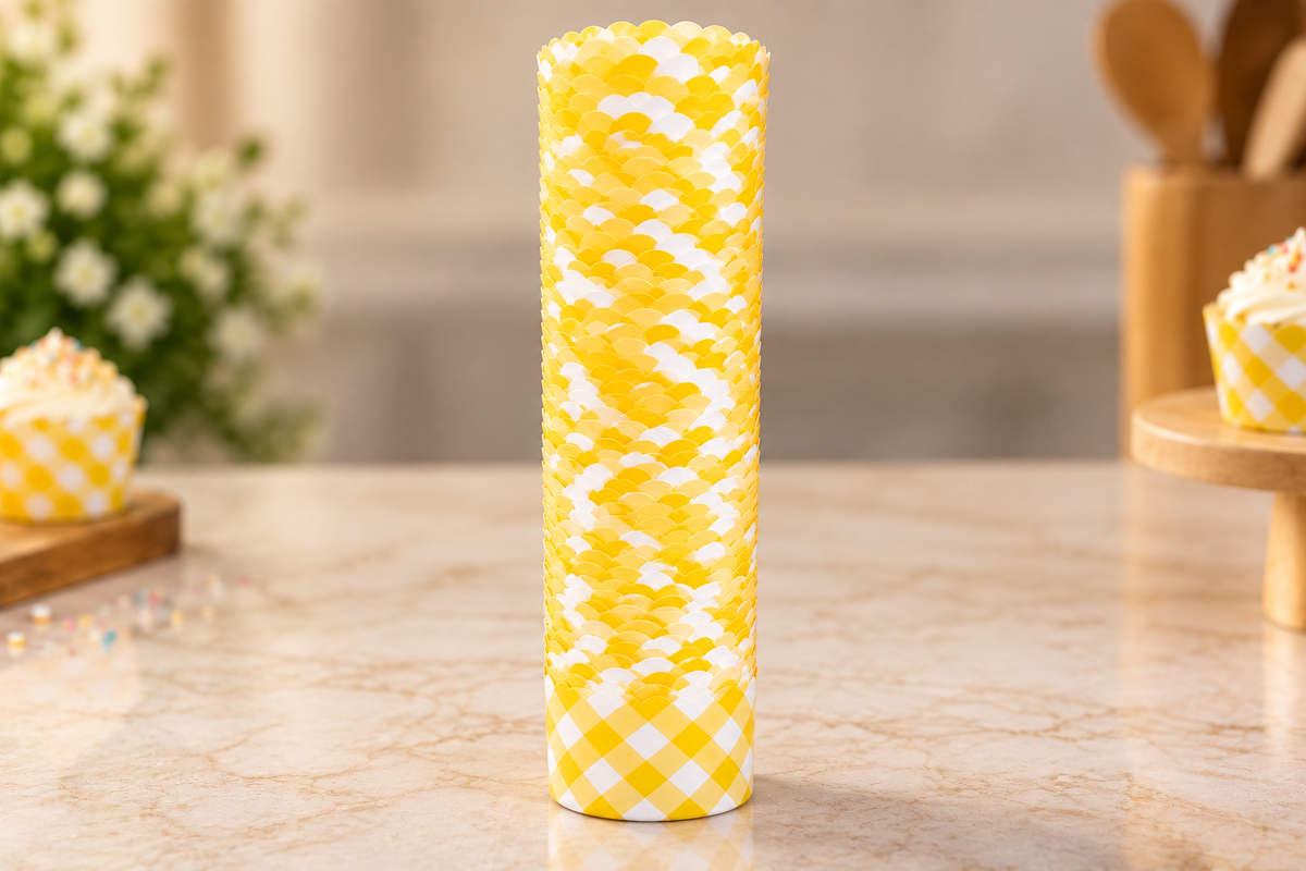 Yellow And White Cupcake Liner 2.5 Inch Pack Of 50