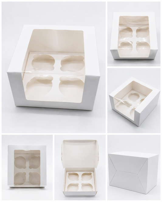 4 pc Cupcake Box White Colour